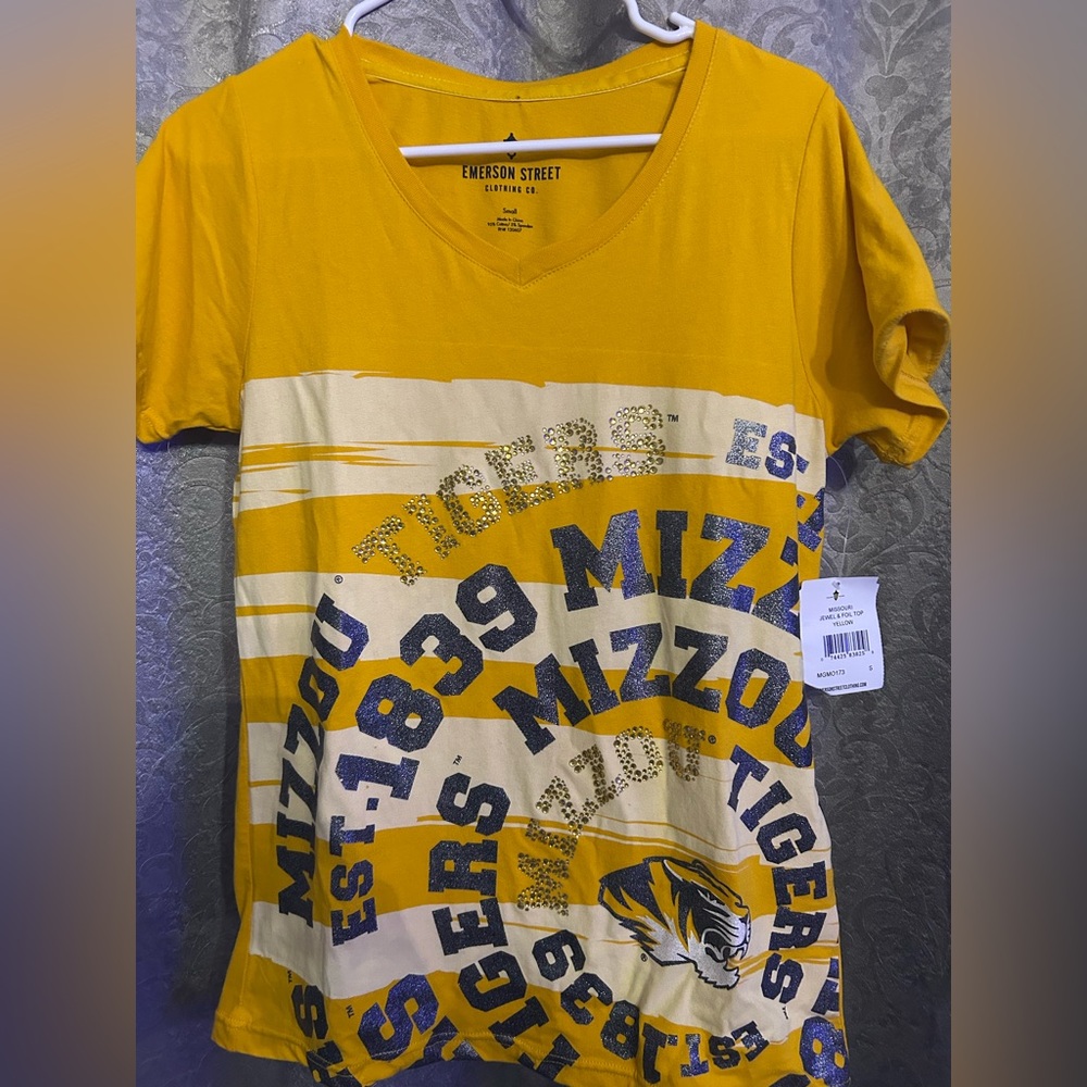 Yellow Mizzou sparkling tshirt